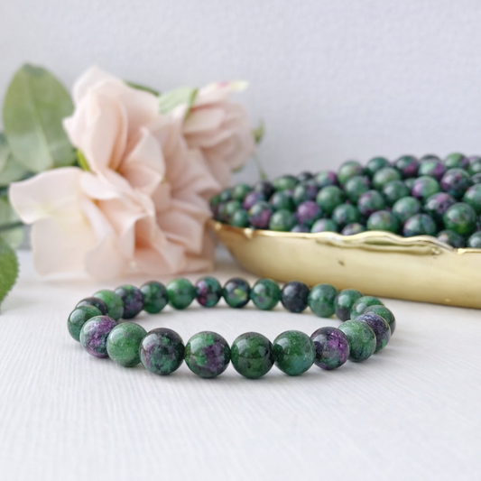 8mm Ruby Zoisite Beaded Bracelet