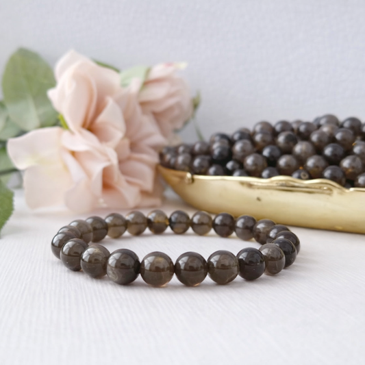 8mm Smoky Quartz Beaded Bracelet