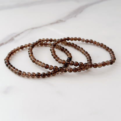 4mm Smoky Quartz Beaded Bracelet