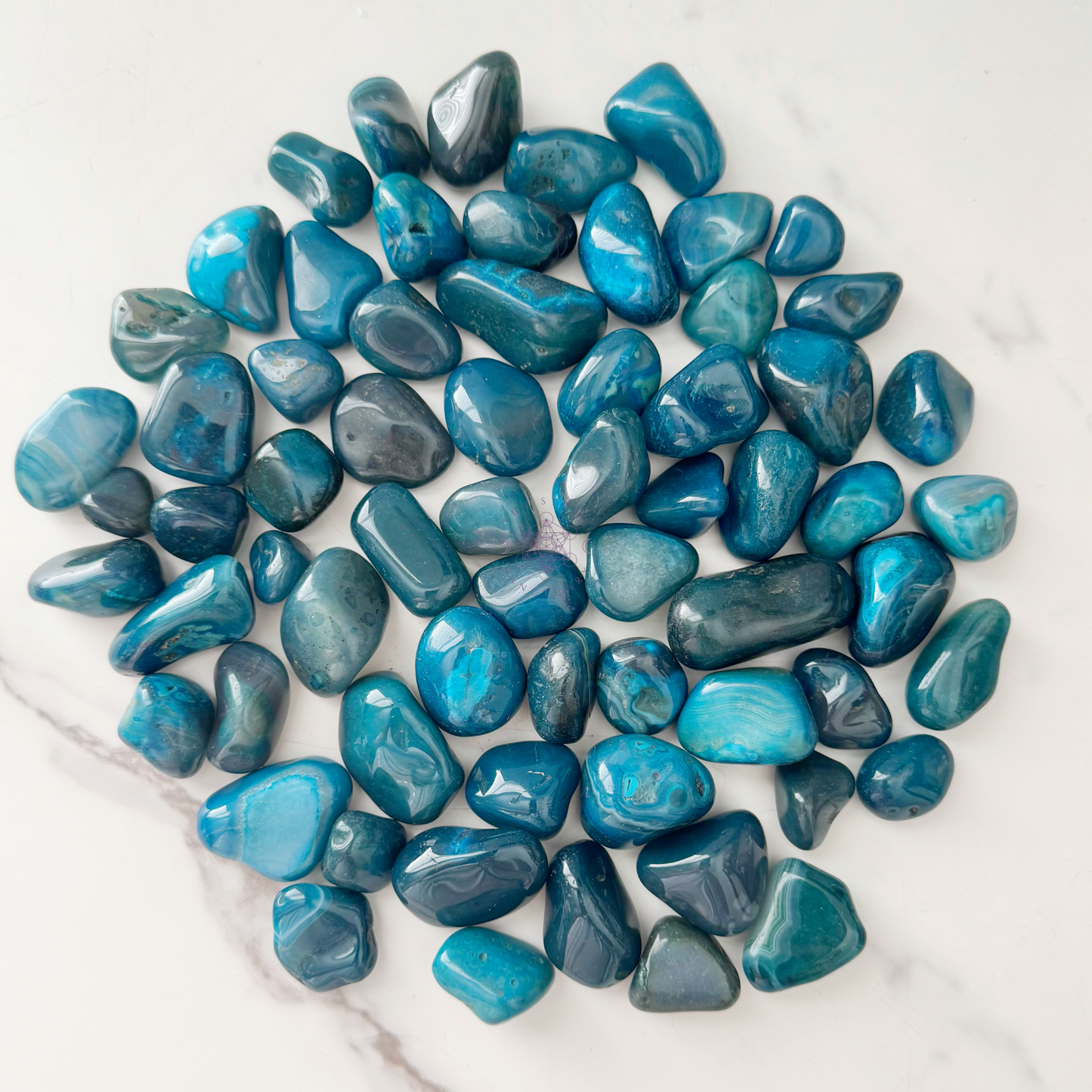 Teal Agate Tumbled Stones