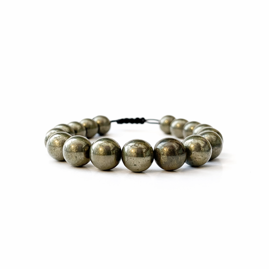 10mm Pyrite Beaded Bracelet