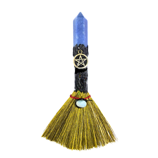 7.5" Pentacle Blue Aventurine Small Besom