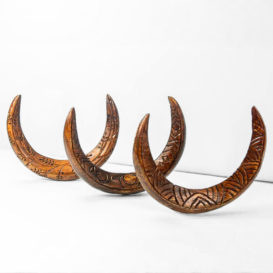 Carved Wooden Moon Hair Fork