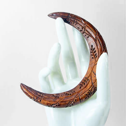 Carved Wooden Moon Hair Fork