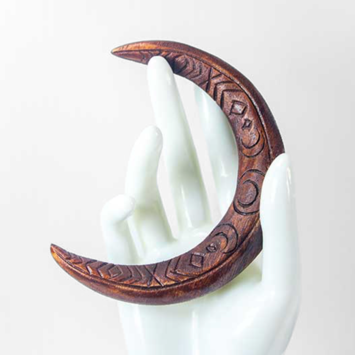 Carved Wooden Moon Hair Fork