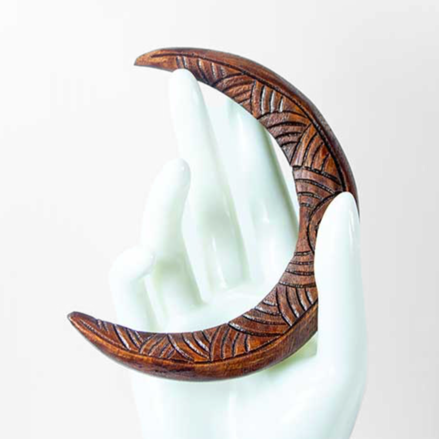 Carved Wooden Moon Hair Fork