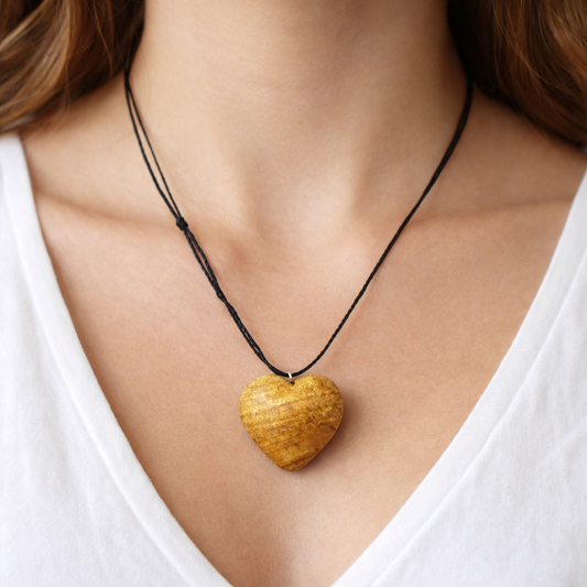 Palo Santo Puffed Heart Necklace
