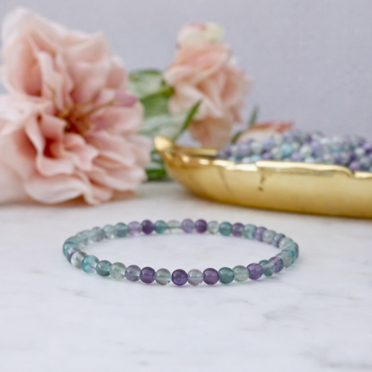 4mm Rainbow Fluorite Beaded Bracelet