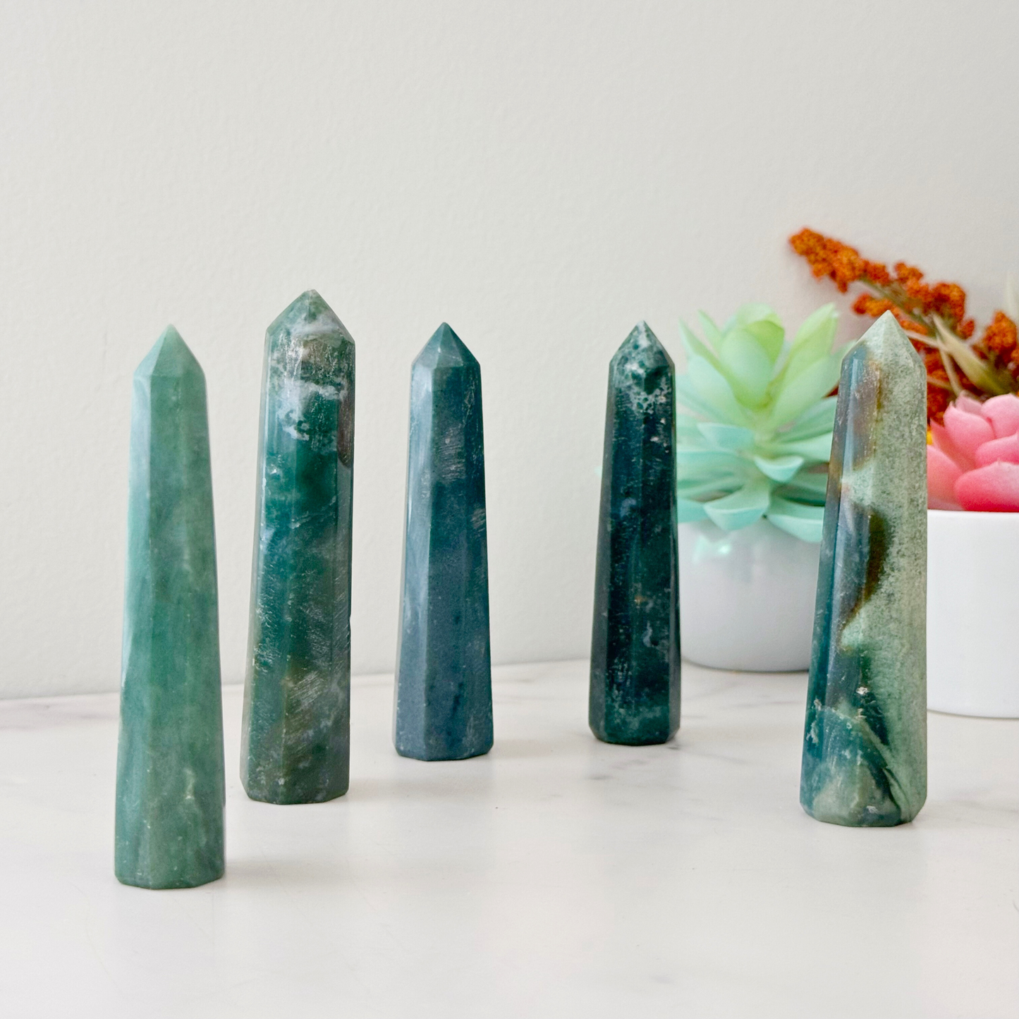 3-4" Green Moss Agate Point