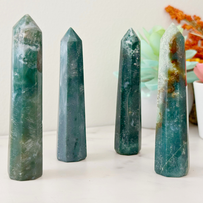 3-4" Green Moss Agate Point