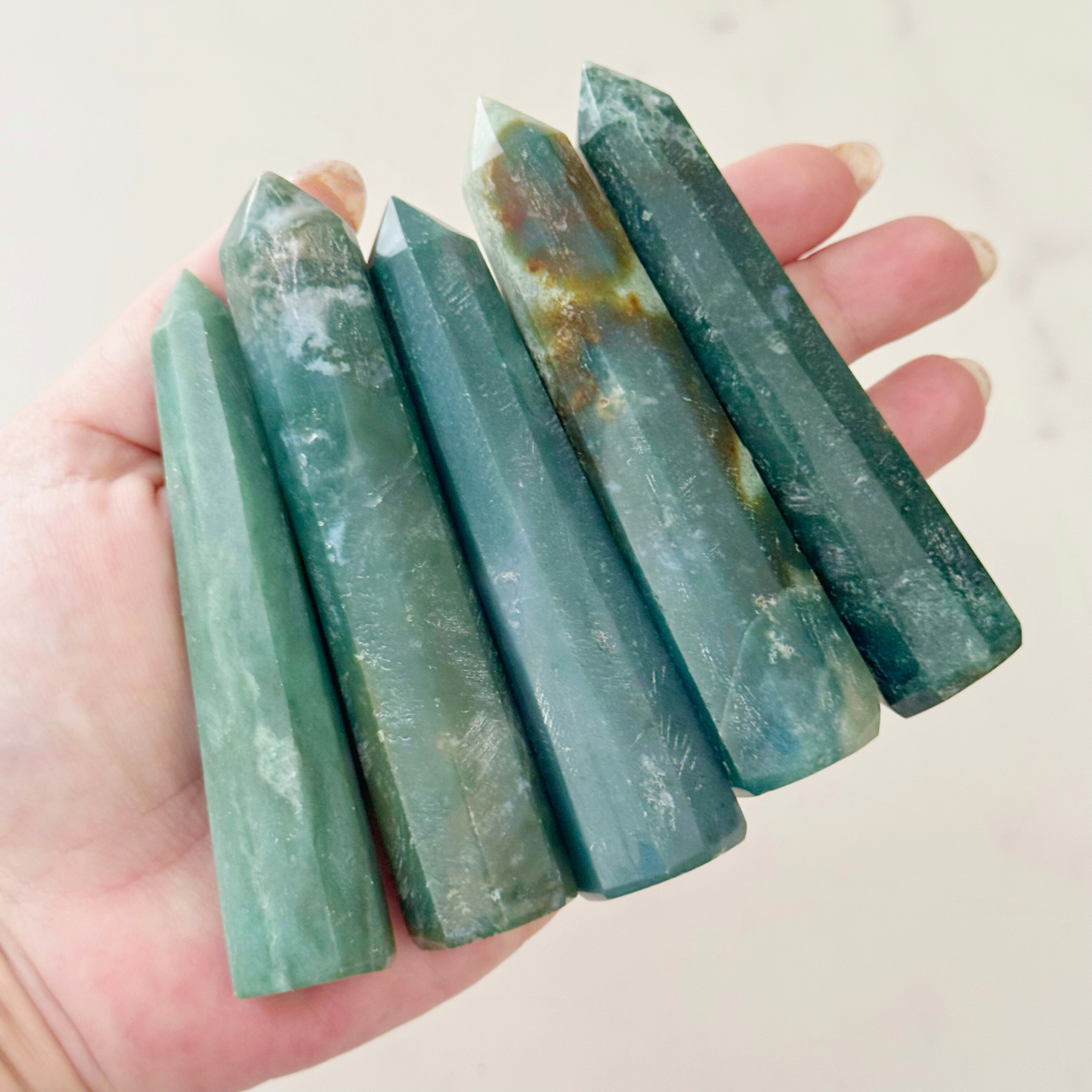 3-4" Green Moss Agate Point