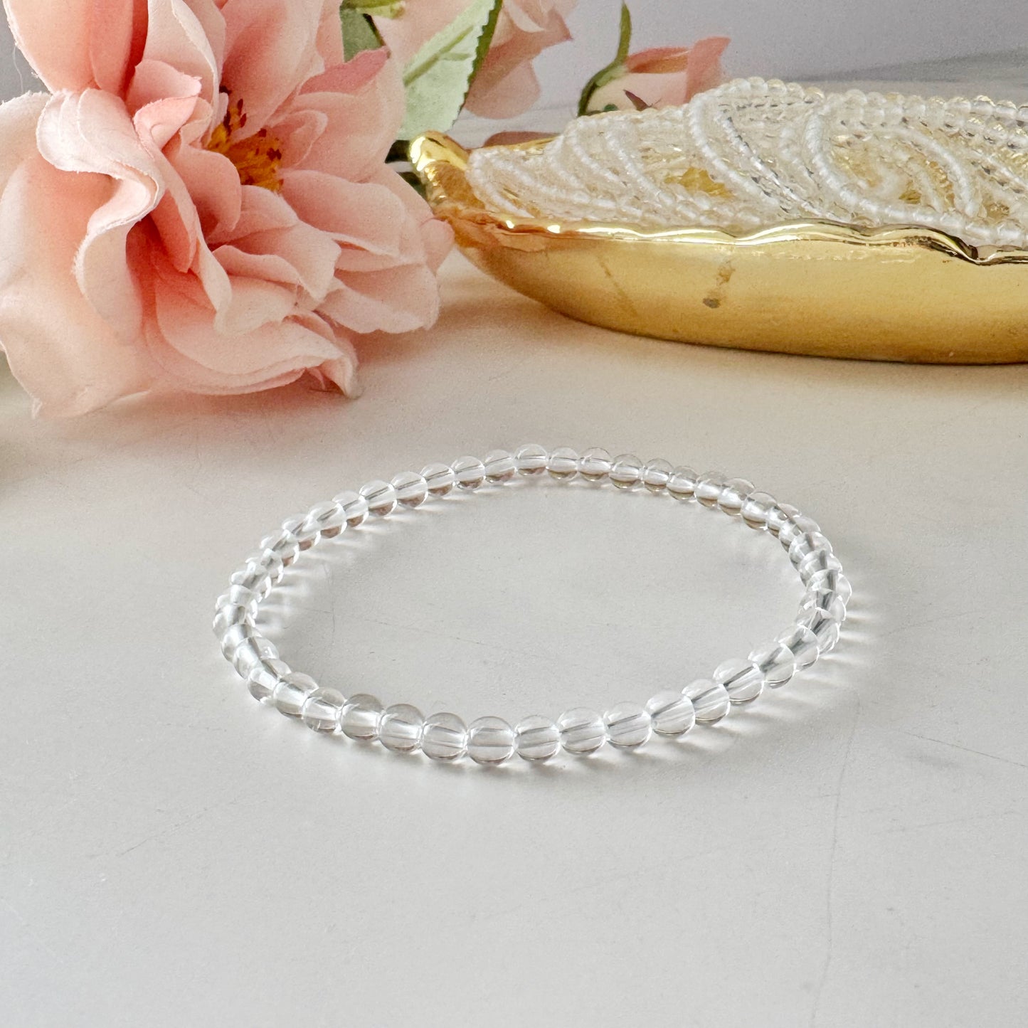 4mm Clear Quartz Beaded Bracelet