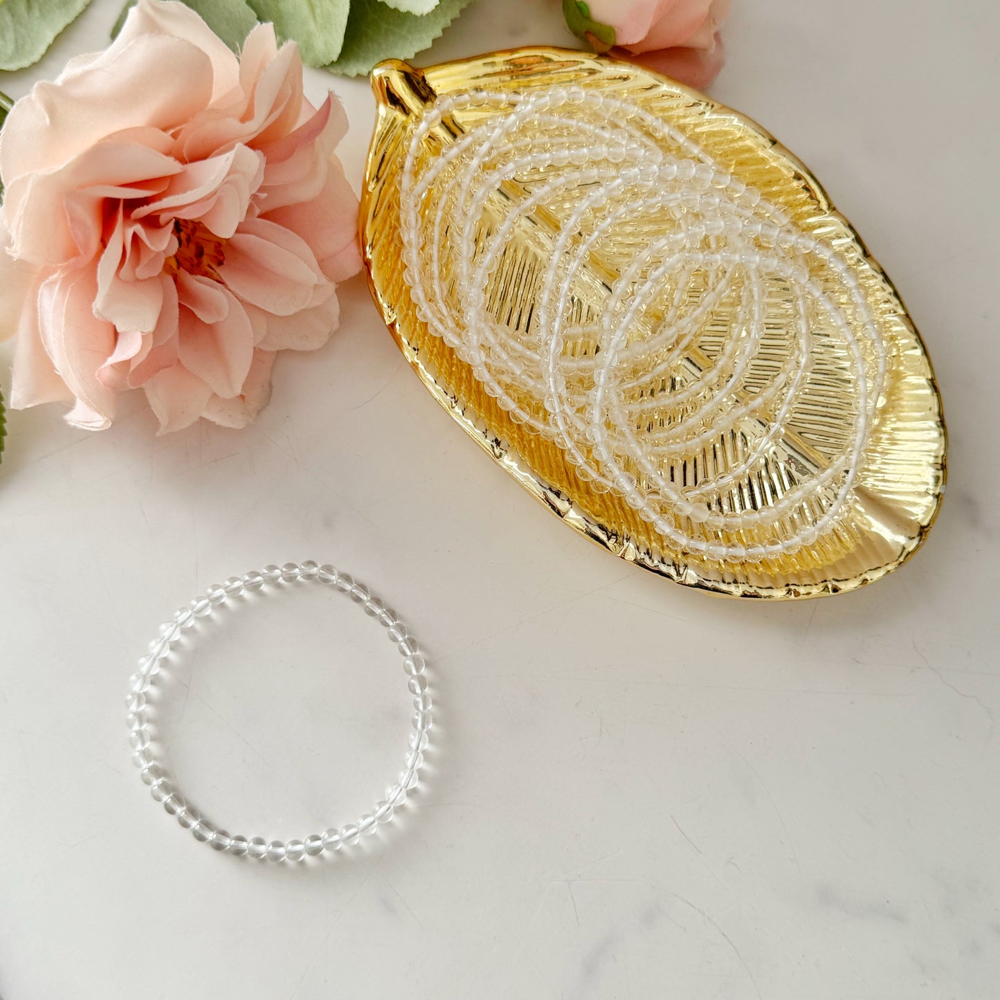 4mm Clear Quartz Beaded Bracelet