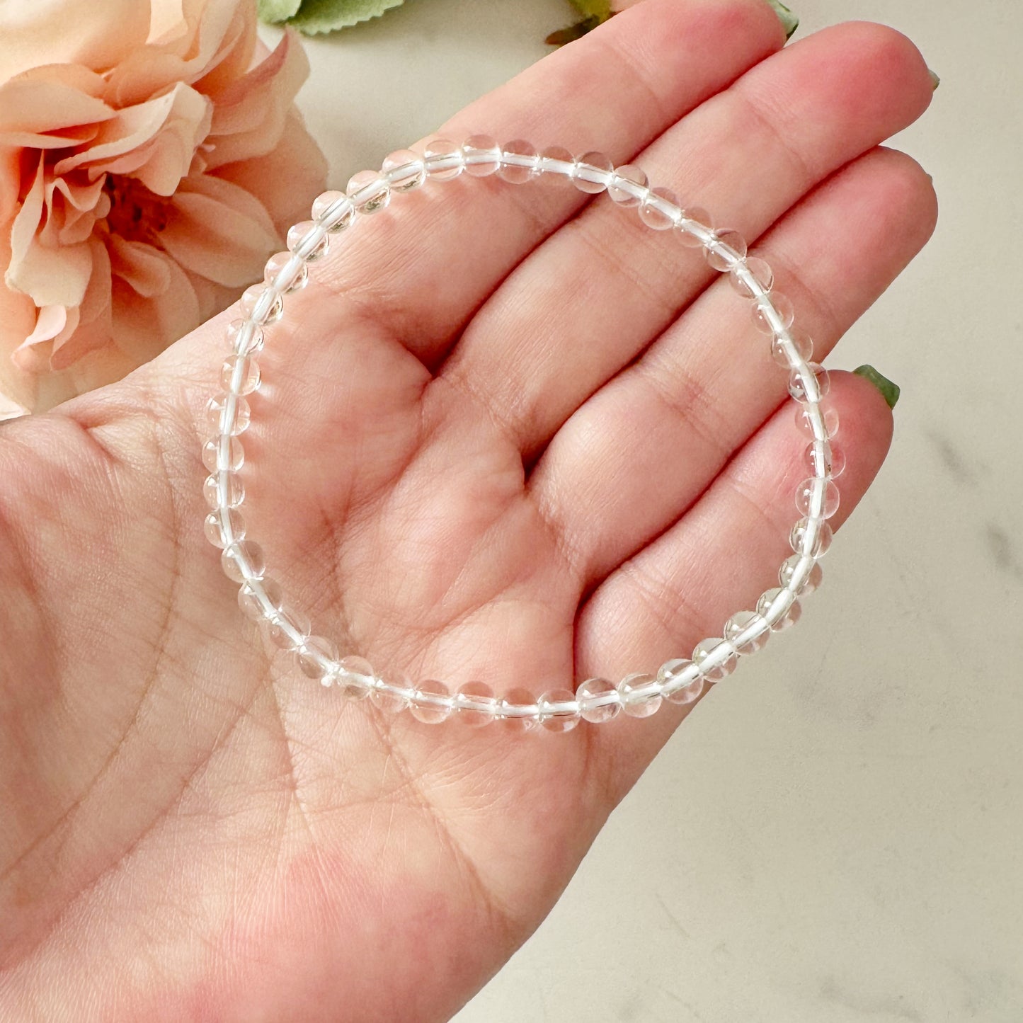 4mm Clear Quartz Beaded Bracelet