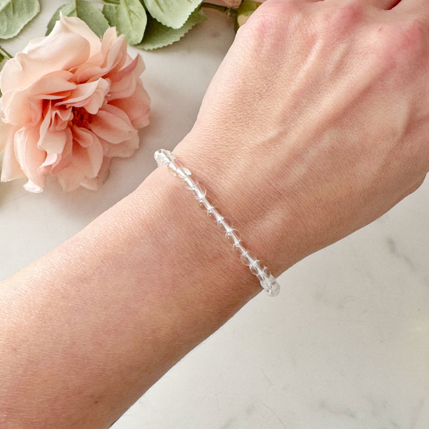 4mm Clear Quartz Beaded Bracelet