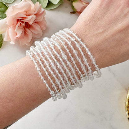 4mm Clear Quartz Beaded Bracelet