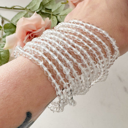 4mm Clear Quartz Beaded Bracelet