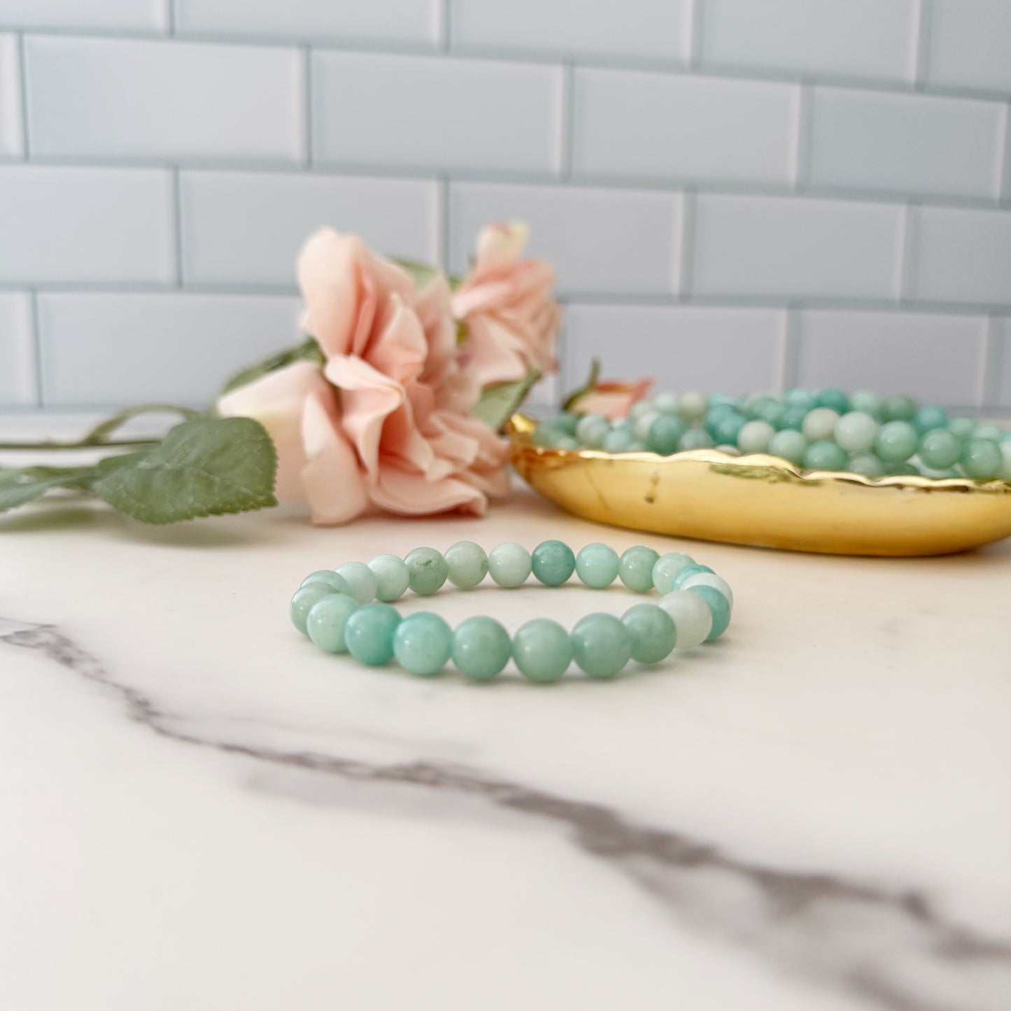 8mm Amazonite Beaded Bracelet