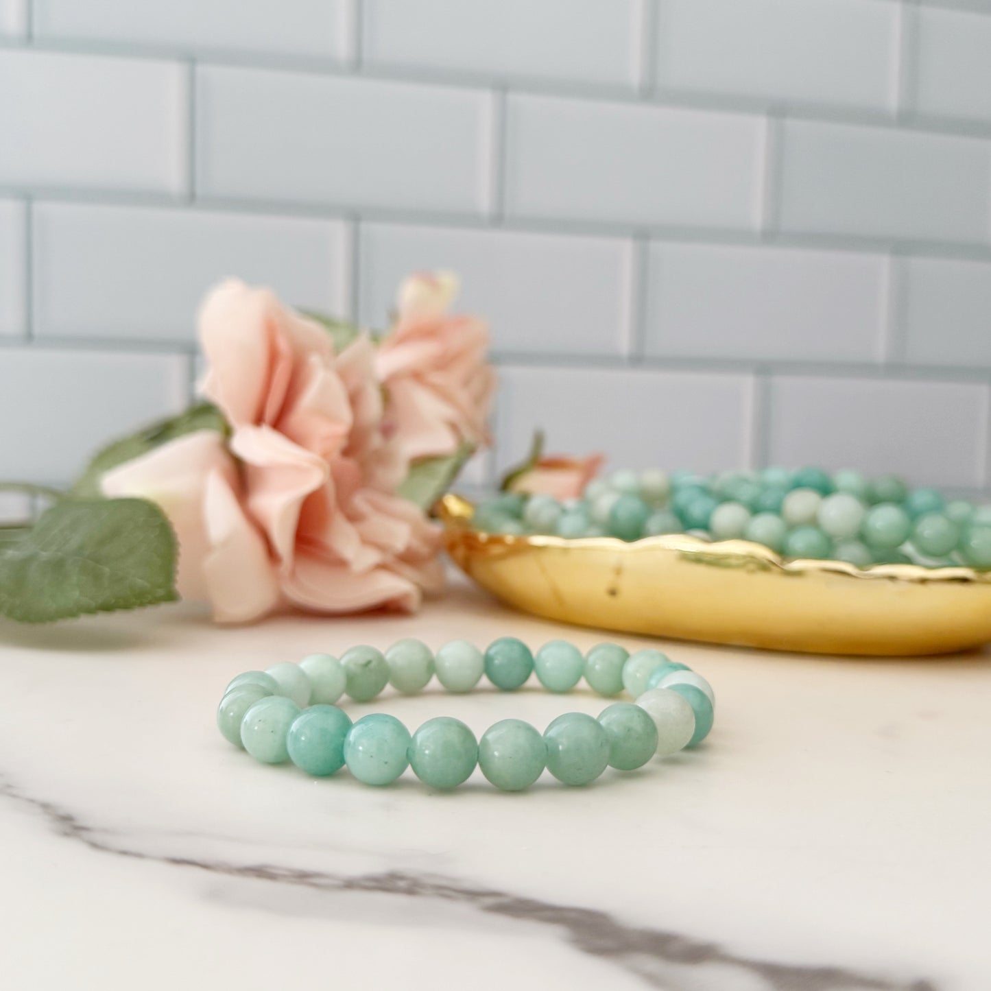 8mm Amazonite Beaded Bracelet