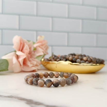 8mm Black Moonstone Beaded Bracelet