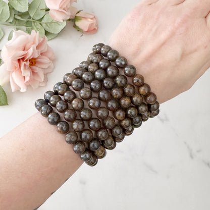 8mm Bronzite Beaded Bracelet