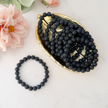 8mm Lava Rock Beaded Bracelet