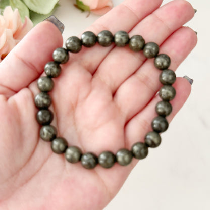 8mm Pyrite Beaded Bracelet