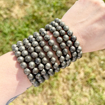 8mm Pyrite Beaded Bracelet