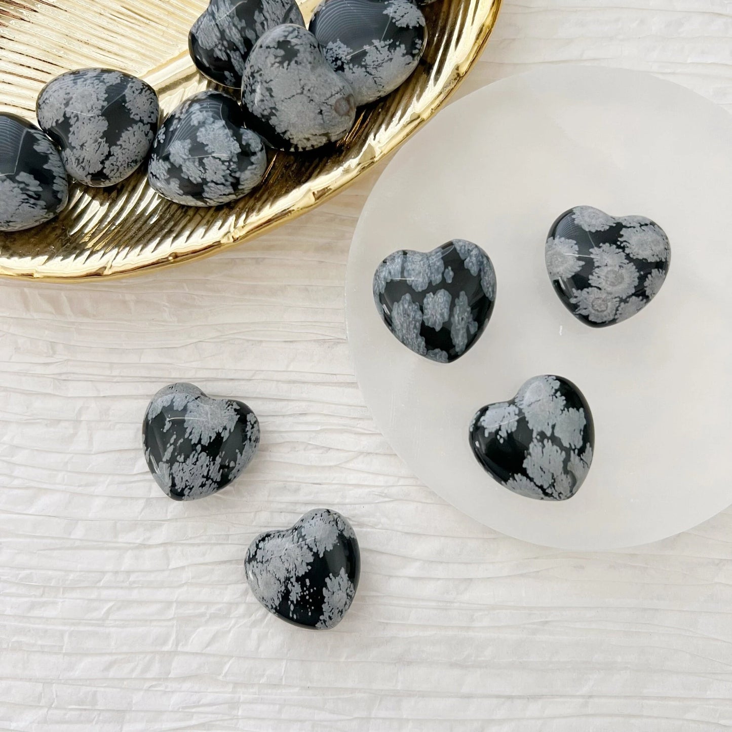 1" Mini Snowflake Obsidian Heart