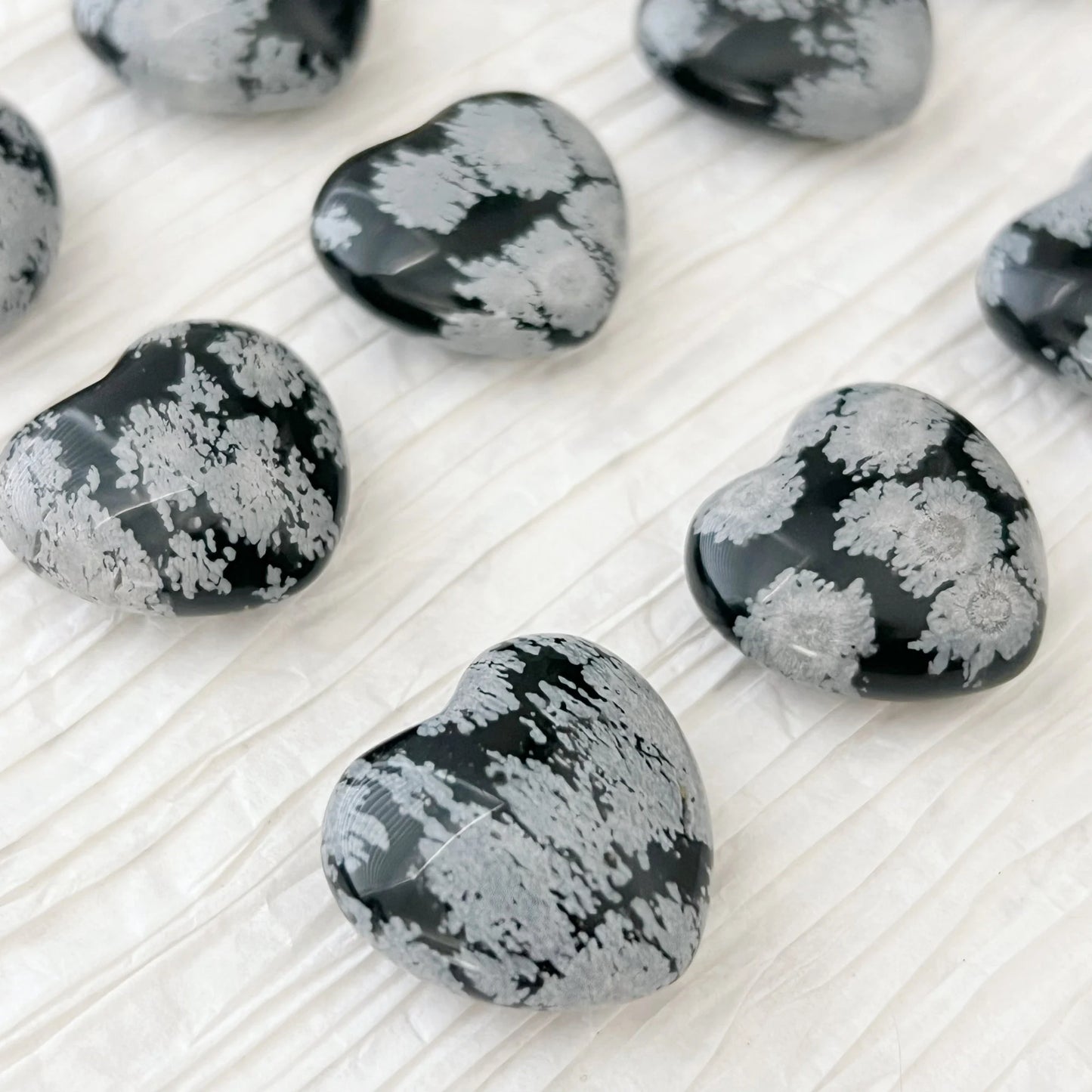 1" Mini Snowflake Obsidian Heart