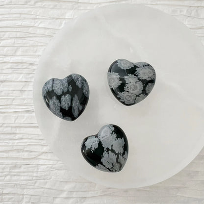 1" Mini Snowflake Obsidian Heart