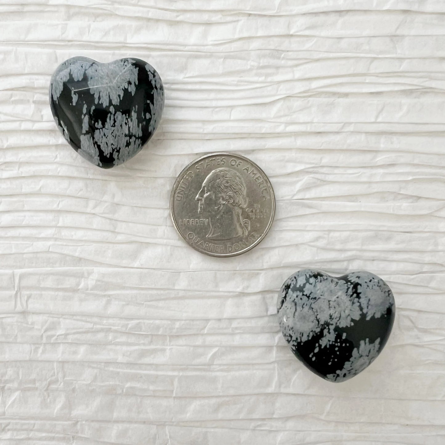 1" Mini Snowflake Obsidian Heart