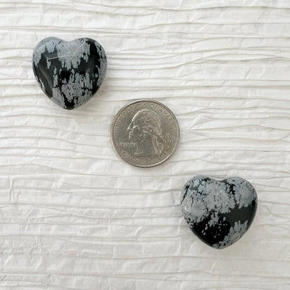 1" Mini Snowflake Obsidian Heart