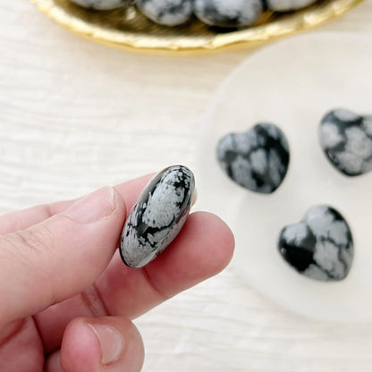 1" Mini Snowflake Obsidian Heart