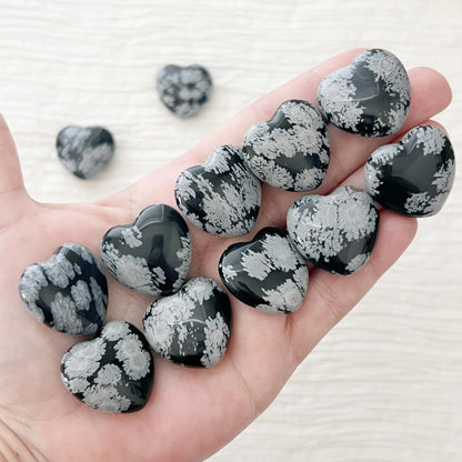 1" Mini Snowflake Obsidian Heart