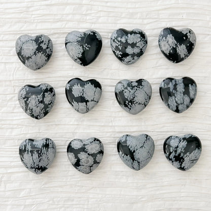 1" Mini Snowflake Obsidian Heart