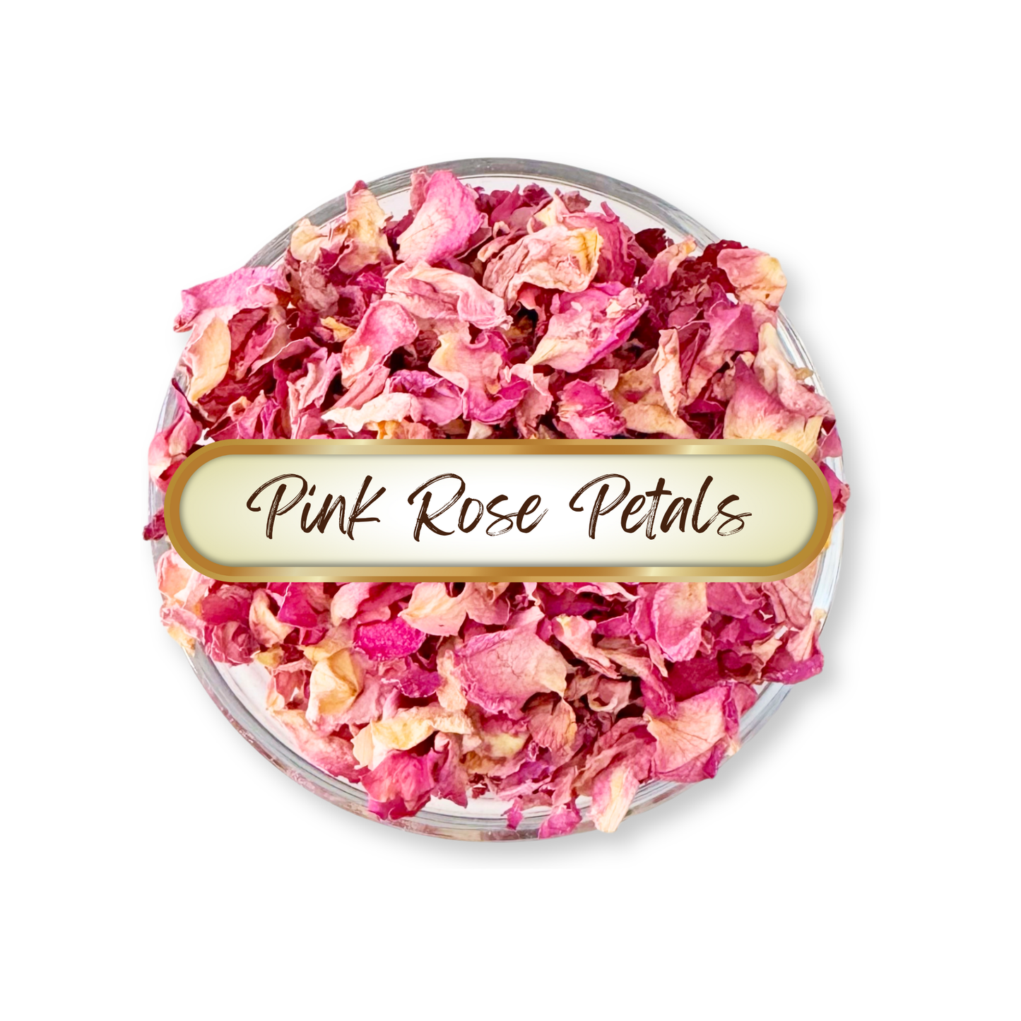 Pink Rose Petals, Dried, Whole