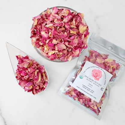 Pink Rose Petals, Dried, Whole
