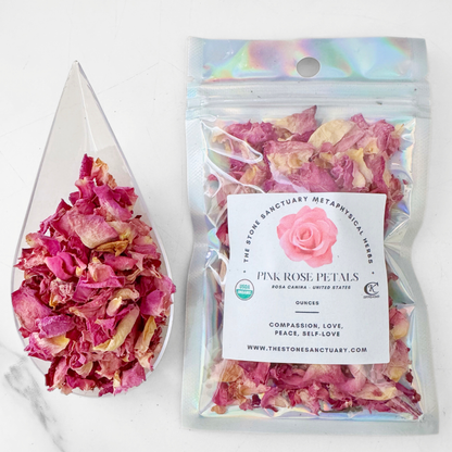 Pink Rose Petals, Dried, Whole