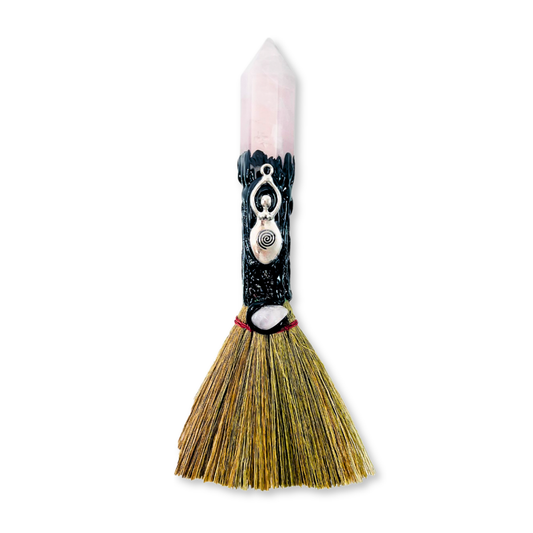 7.5" Goddess Rose Quartz Small Besom