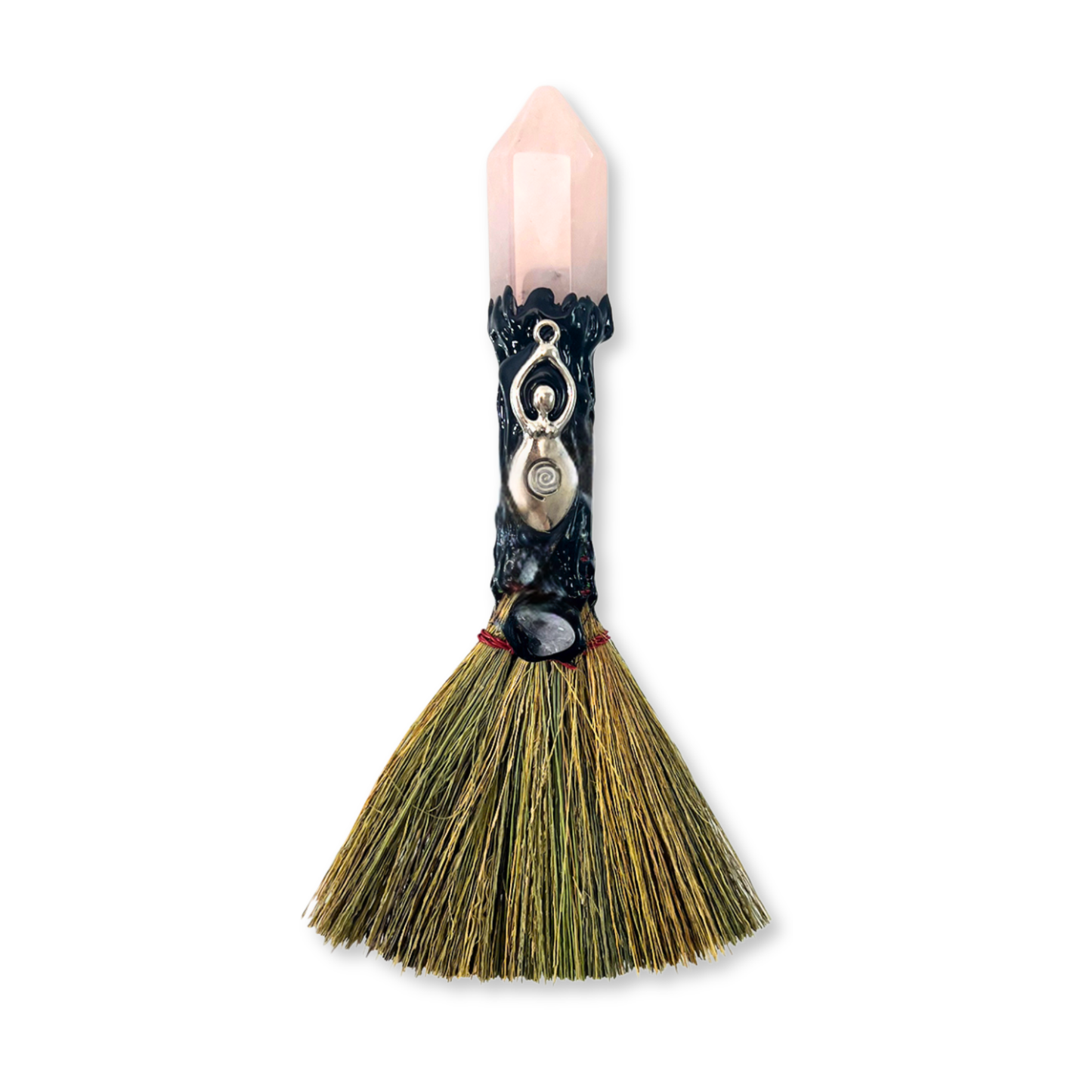 7.5" Goddess Rose Quartz Small Besom