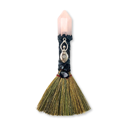 7.5" Goddess Rose Quartz Small Besom