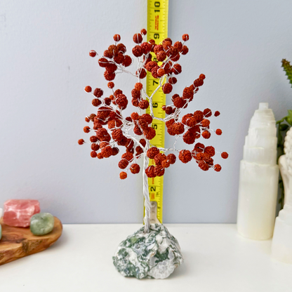 8" Rudraksha Gemstone Tree with Tree Agate Base