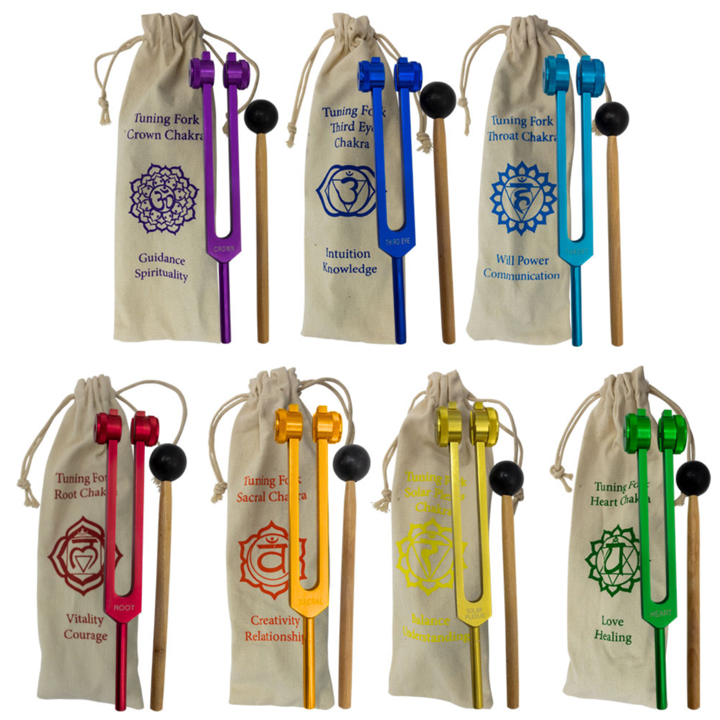 Complete 7 Chakra Tuning Fork Set