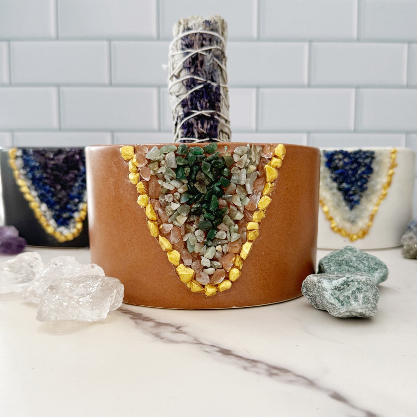 Ceramic Geode Terracotta Smudge Bowl