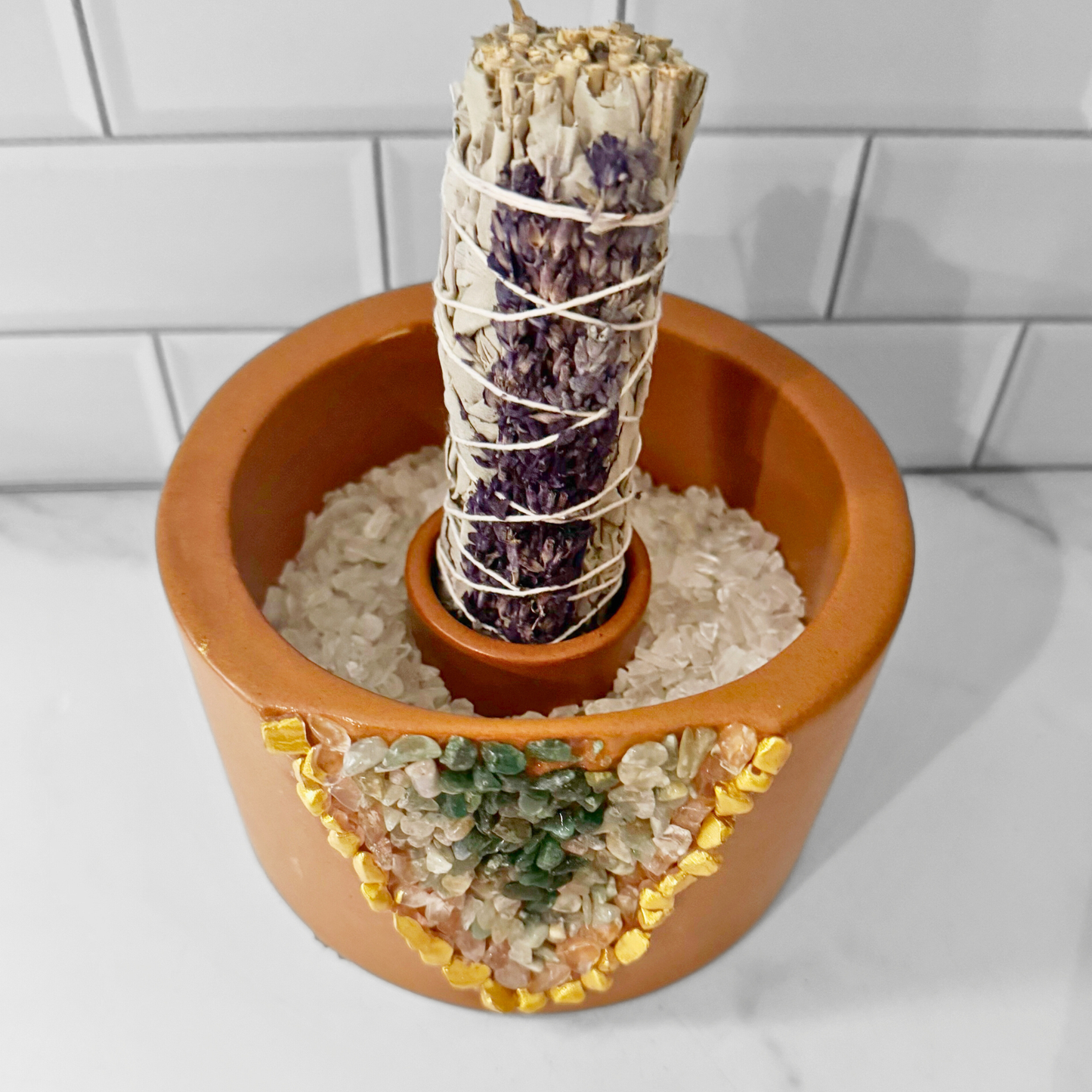 Ceramic Geode Terracotta Smudge Bowl