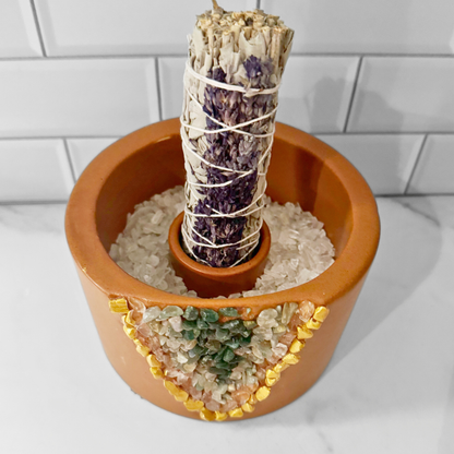 Ceramic Geode Terracotta Smudge Bowl
