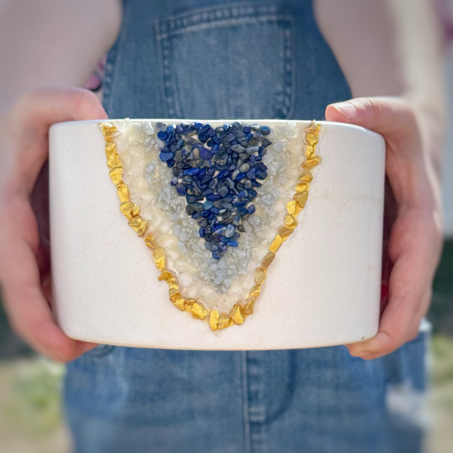 Ceramic Geode White Smudge Bowl