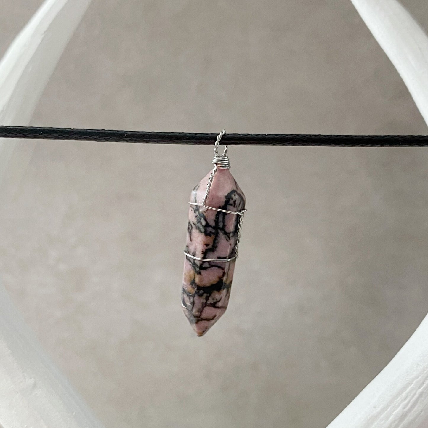 1.5" Double Terminarted Rhodonite Point Pendant