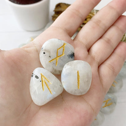 Rainbow Moonstone Elder Futhark Runes